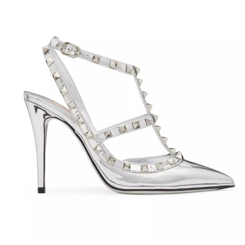 Valentino Garavani Rockstud Silver Mirror-Effect Pump SZ 38 (8)